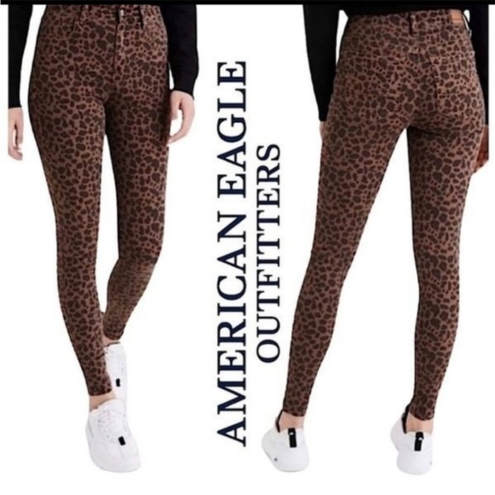 NWOT American Eagle Curvy Super High Rise Leopard Jeans